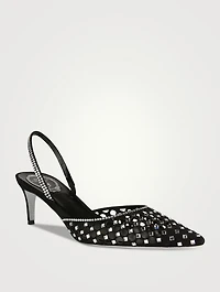 Crystal Suede Slingback Pumps
