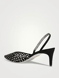 Crystal Suede Slingback Pumps