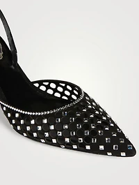 Crystal Suede Slingback Pumps