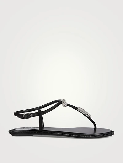 Katy Crystal Satin Thong Sandals