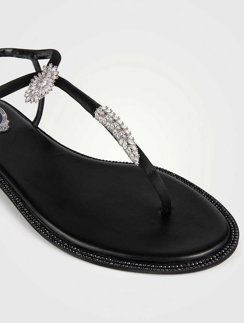 Katy Crystal Satin Thong Sandals