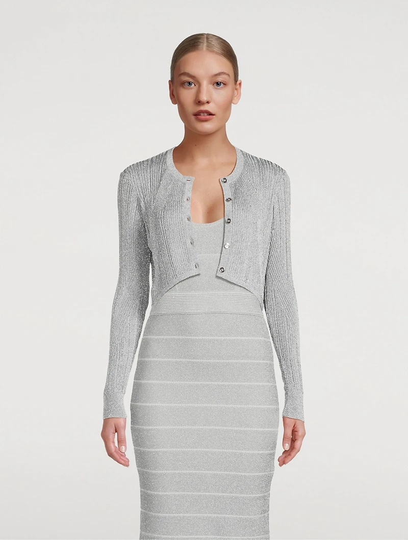 Metallic Cropped Cardigan