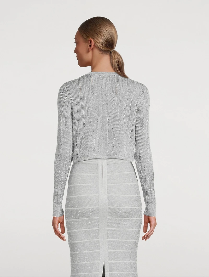 Metallic Cropped Cardigan