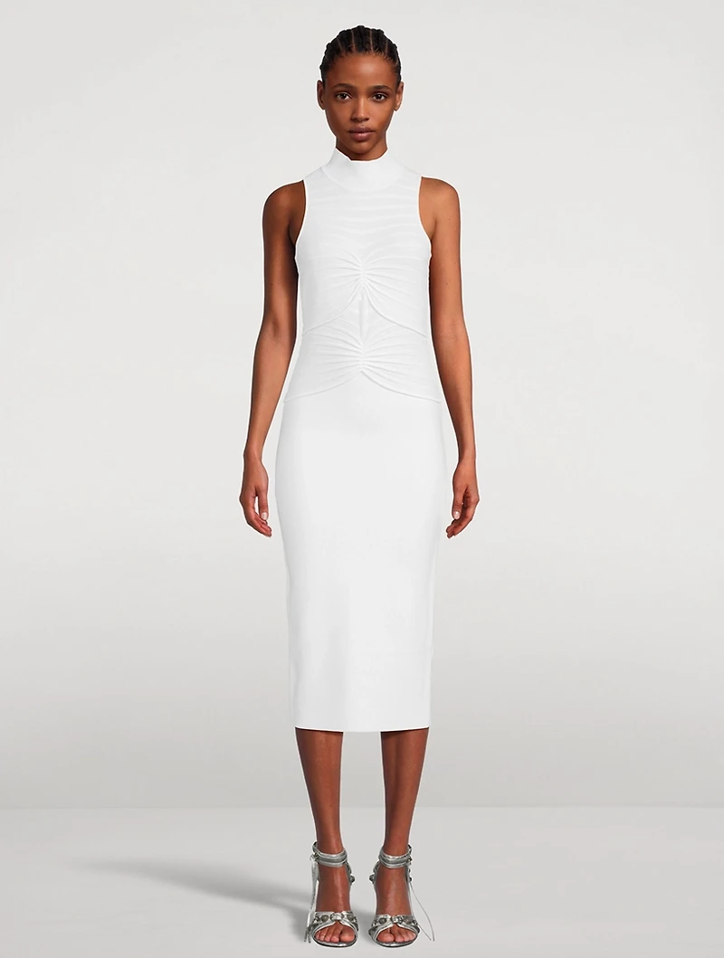Textured Chenille Stripe Midi Dress