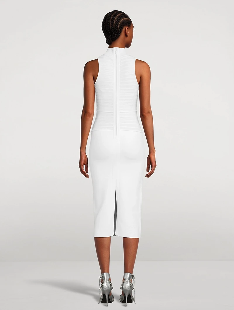 Textured Chenille Stripe Midi Dress