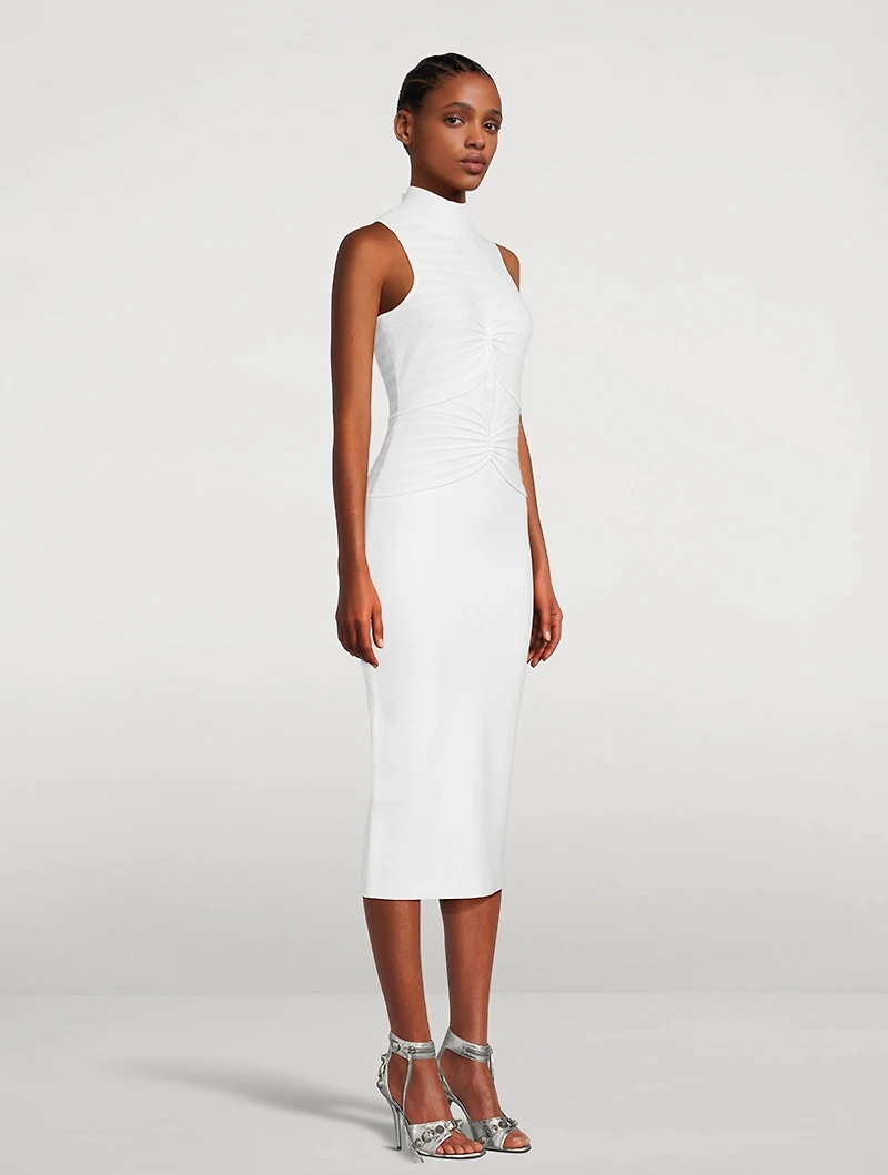 Textured Chenille Stripe Midi Dress