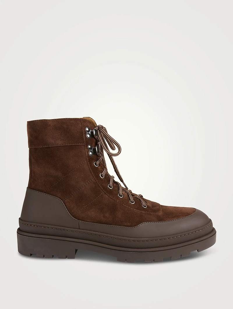 Suede And Rubber-Effect Leather Boots