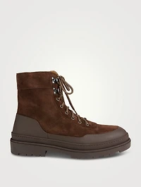 Suede And Rubber-Effect Leather Boots