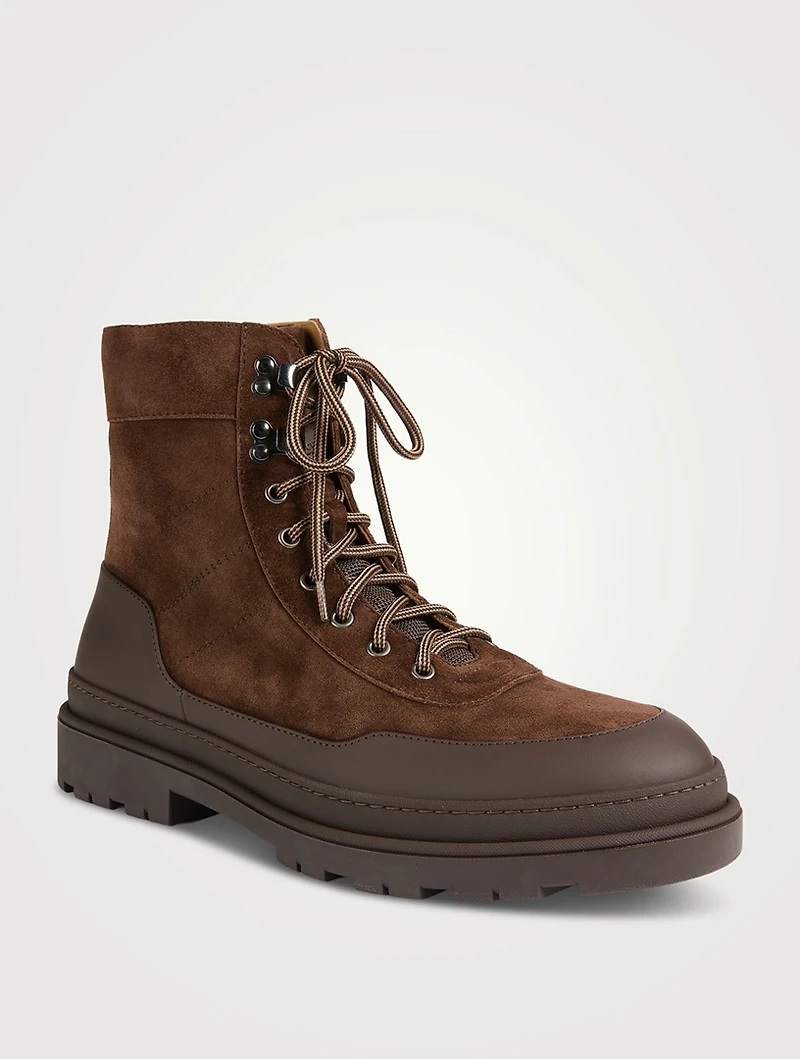 Suede And Rubber-Effect Leather Boots
