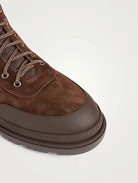 Suede And Rubber-Effect Leather Boots