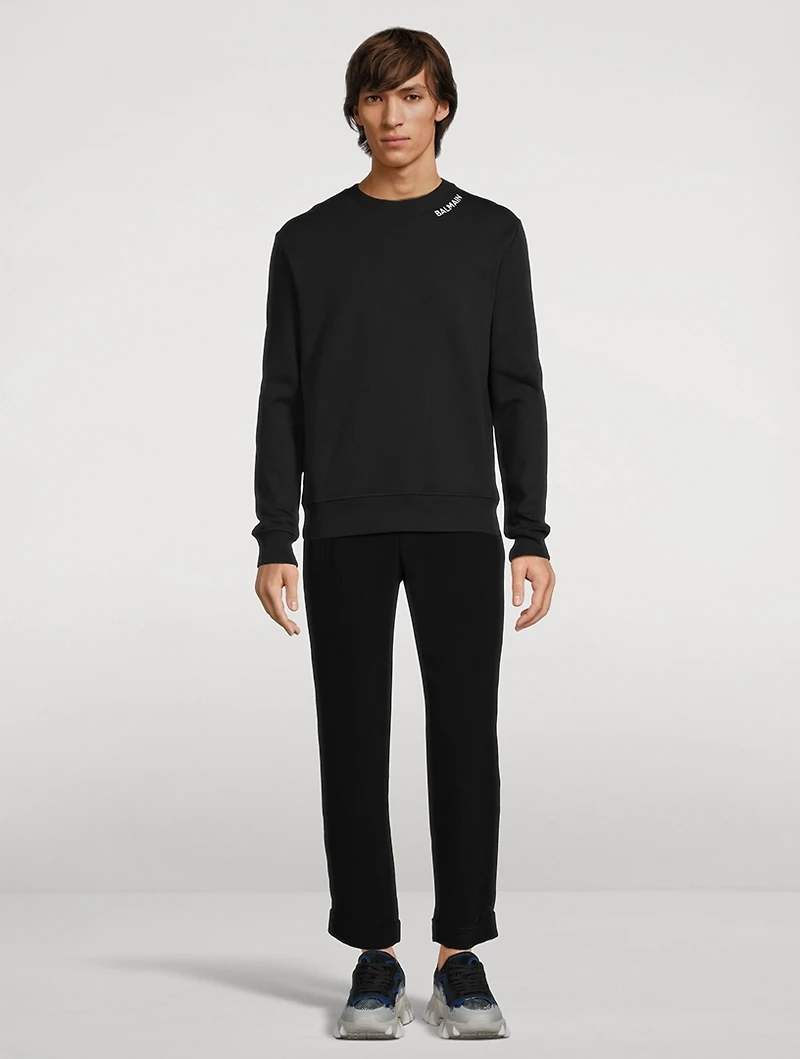 Cotton Sweatshirt With Collar Embroidery