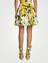 Cotton Mini Skirt Floral Print