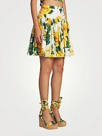 Cotton Mini Skirt Floral Print
