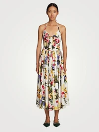 Cotton Poplin Midi Dress Floral Print