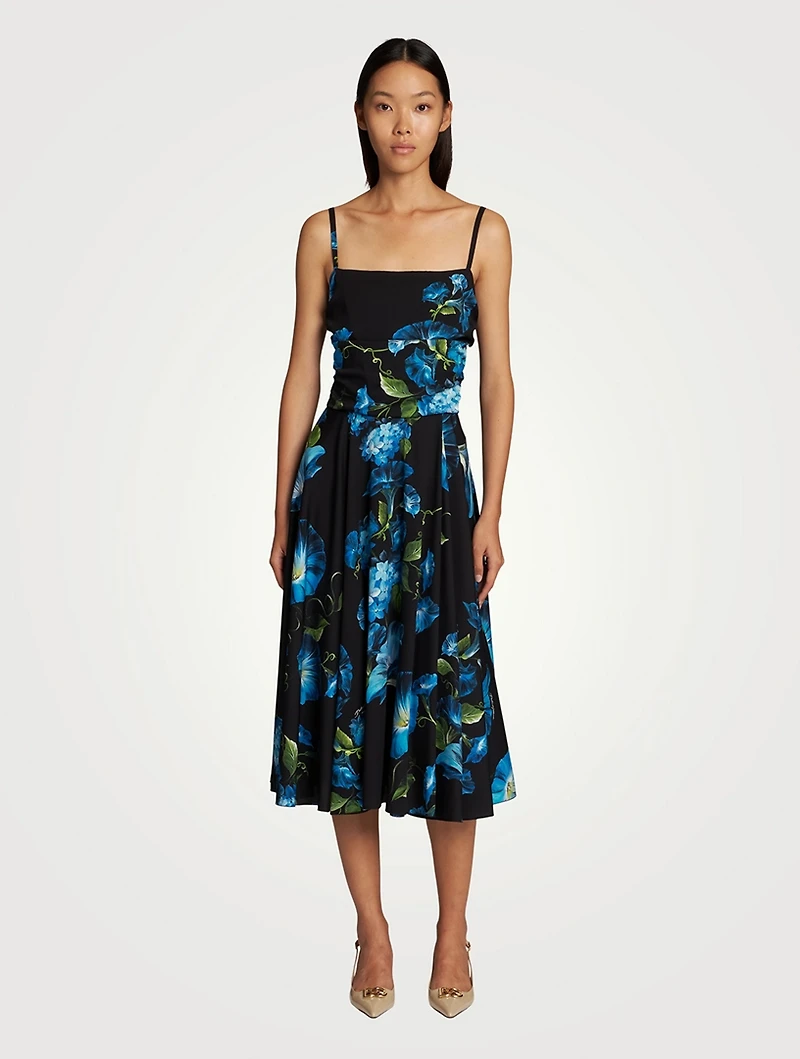 Silk Charmeuse Midi Dress Floral Print