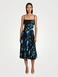 Silk Charmeuse Midi Dress Floral Print