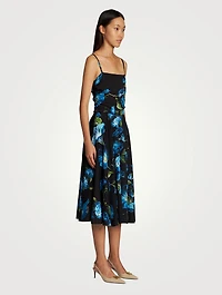Silk Charmeuse Midi Dress Floral Print
