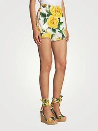 Cotton Poplin Shorts Floral Print