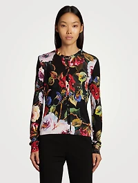 Silk Cardigan Floral Print