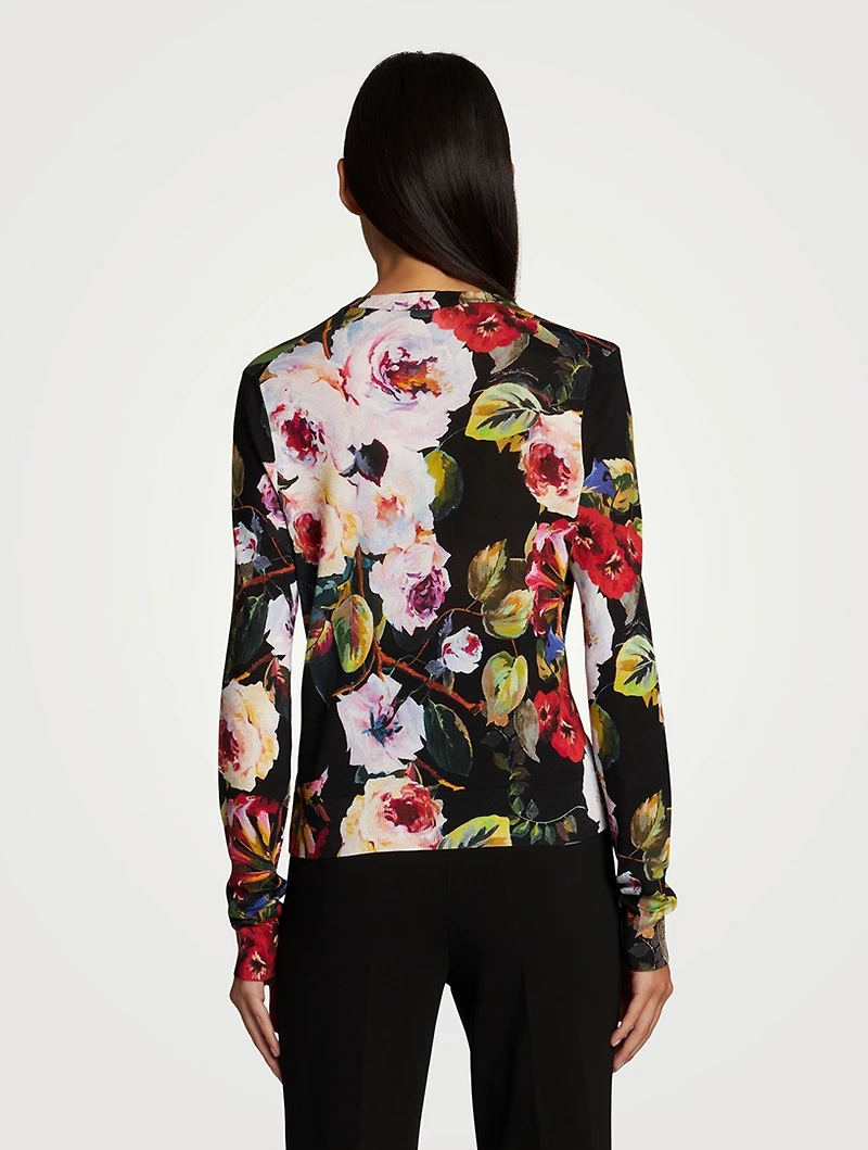 Silk Cardigan Floral Print