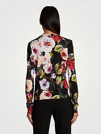 Silk Cardigan Floral Print
