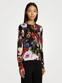 Silk Cardigan Floral Print