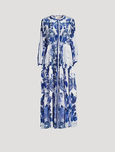 Josefina Long-Sleeve Printed Maxi Dress