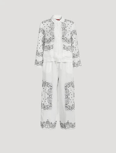 Linen Bandana Placement Pocket Pajama Set