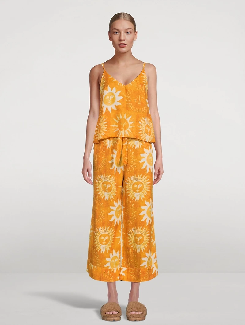 Linen Cami And Wide Leg Set Sol Print