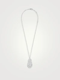 Medium Plume De Paon White Gold Pendant Necklace With Diamonds