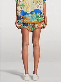Alight Silk Shorts Nautical Map Print