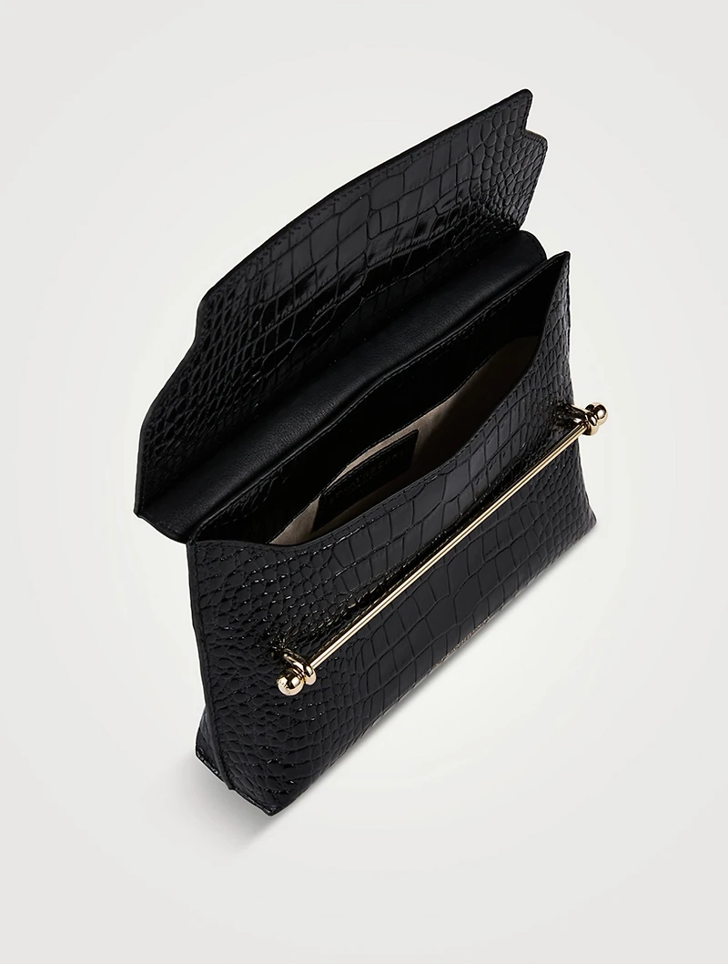 Stylist Croc-Embossed Leather Crossbody Bag