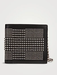 Leather Studded Billfold Wallet With Chain