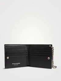 Leather Studded Billfold Wallet With Chain