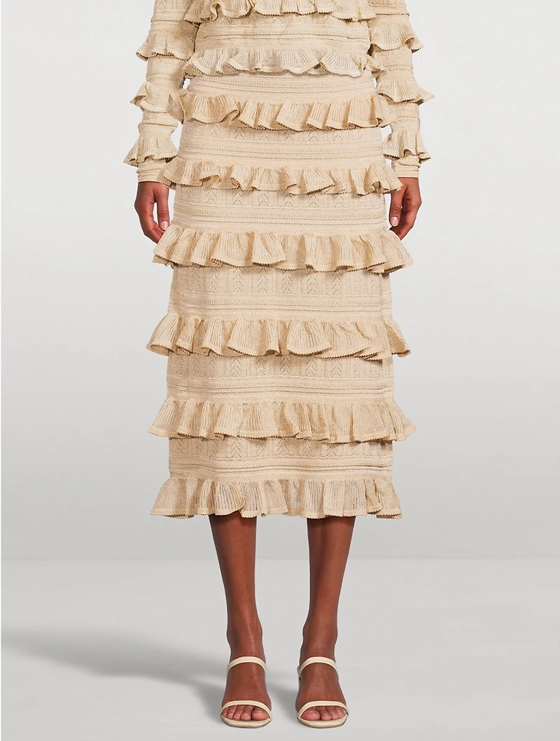 Matchmaker Ruffled Lurex Midi Skirt