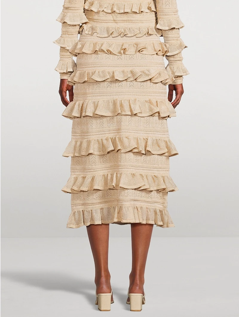 Matchmaker Ruffled Lurex Midi Skirt