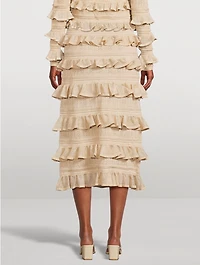 Matchmaker Ruffled Lurex Midi Skirt