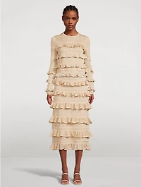 Matchmaker Ruffled Lurex Midi Skirt