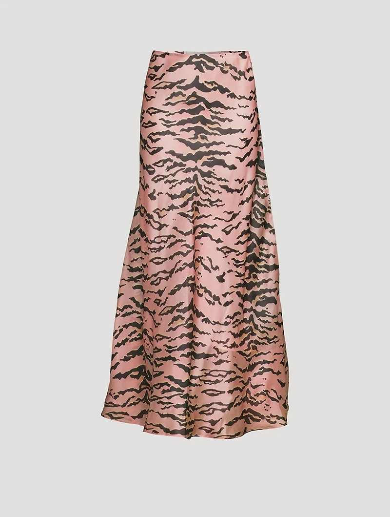 Matchmaker Bias Silk Skirt Tiger Stripe Print