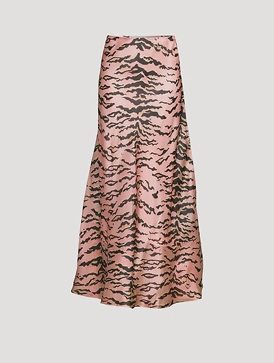 Matchmaker Bias Silk Skirt Tiger Stripe Print