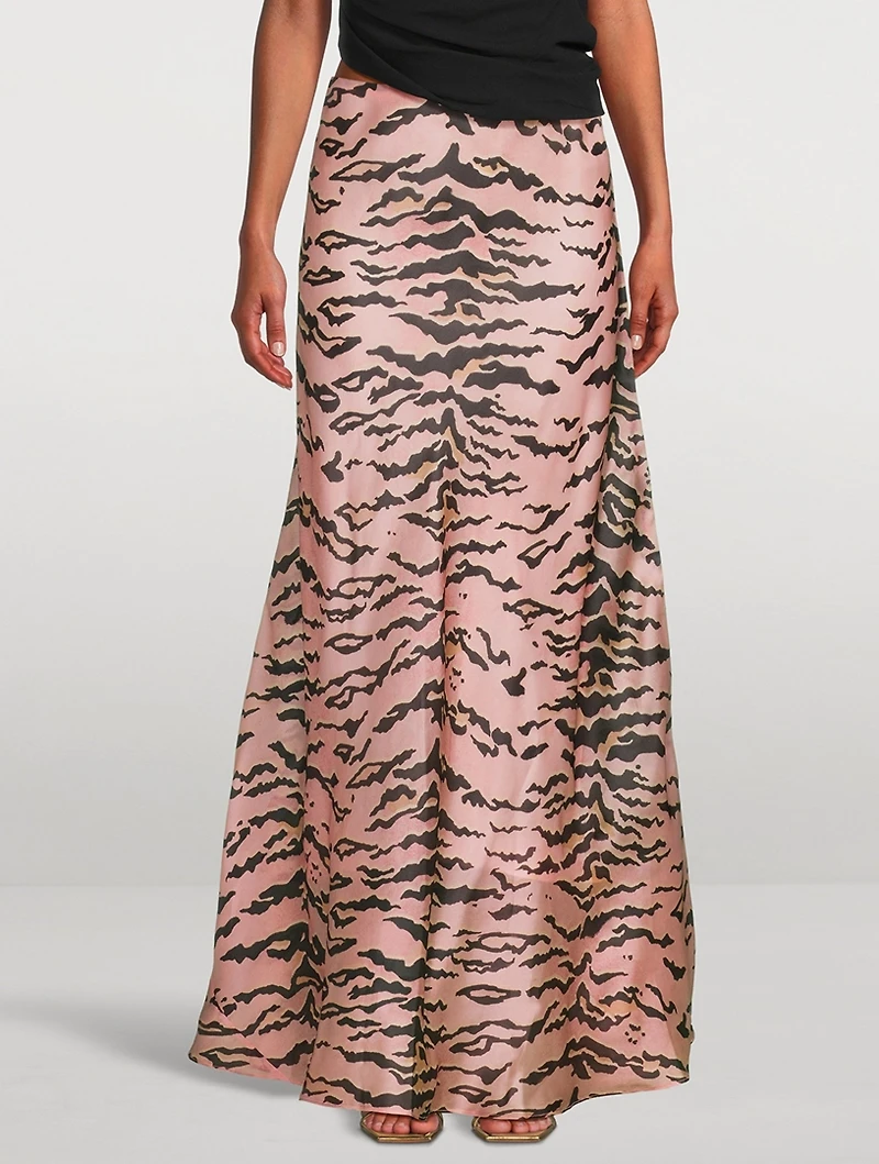 Matchmaker Bias Silk Skirt Tiger Stripe Print
