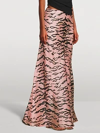 Matchmaker Bias Silk Skirt Tiger Stripe Print