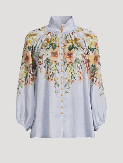 Lexi Puff-Sleeve Blouse Floral Print