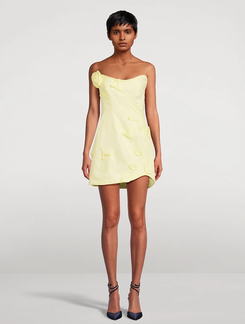 Matchmaker Rose Appliqué Linen Mini Dress