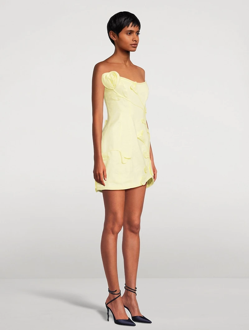 Matchmaker Rose Appliqué Linen Mini Dress