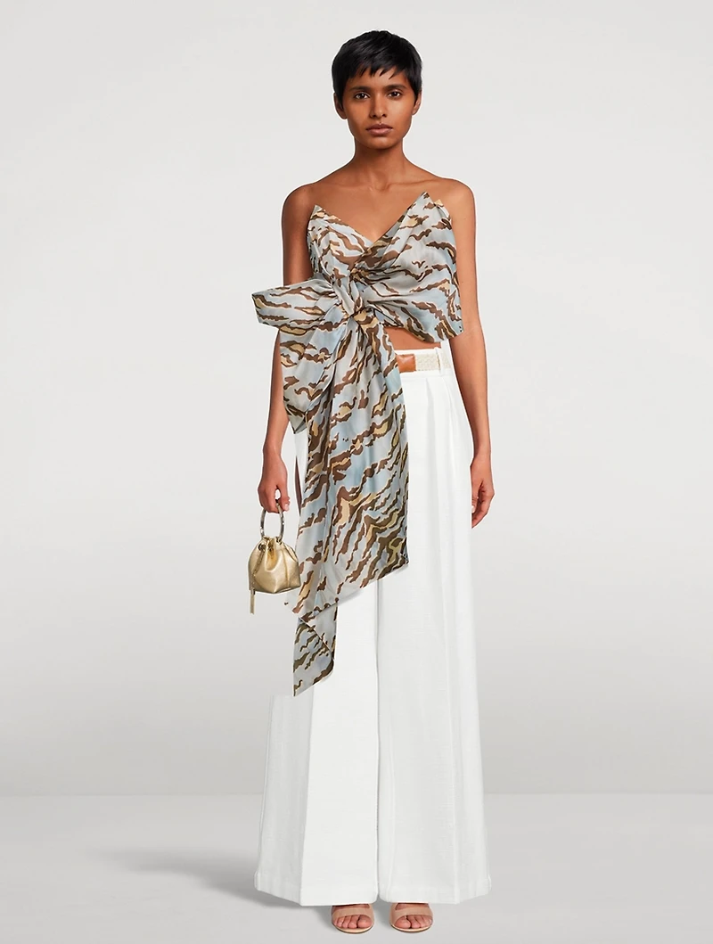 Matchmaker Printed Silk Bow Top