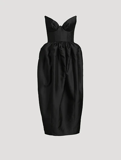 Matchmaker Silk And Wool Bustier Midi Dress