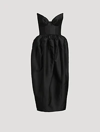 Matchmaker Silk And Wool Bustier Midi Dress