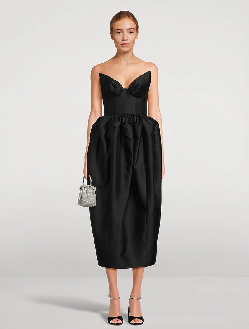 Matchmaker Silk And Wool Bustier Midi Dress