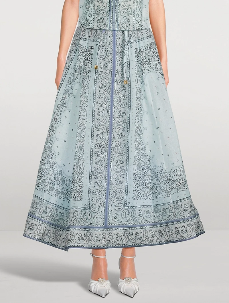 Matchmaker Linen And Silk Midi Skirt